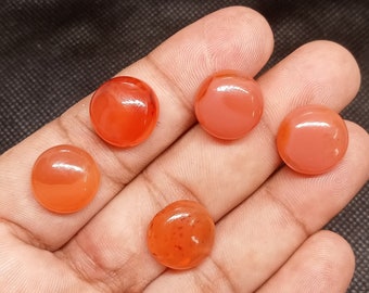 Natural Carnelian AAA Quality Cabochon Round Shape Gemstone 15mm Flat Back Calibrated Gemstone For Jewelry Making 15x15mm - 5 Pieces