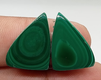 Best Quality Malachite gemstone Natural Maching pair malachite Cabochon smooth polish semi precious stone( 20 ×15× 05 35Ct)