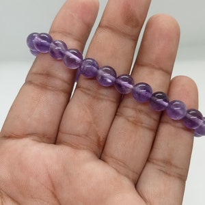 Amethyst Bead Bracelet: 8mm Round Crystal Gemstone