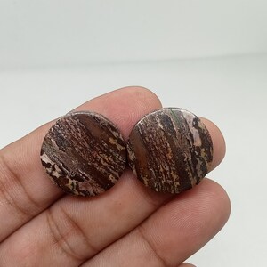 Natural Coffee Jasper round Shape Matching Pair, Cabochon For Jewelry Making 35 Ct 22X22X4 MM