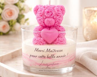 Bougie parfumée, Bougie Merci Maîtresse, Maître, Atsem, Aesh, Nounou, Bougie personnalisable, Cadeau, Professeur, Idée cadeau maitresse