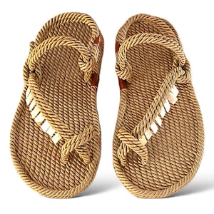 Handmade Rope Sandals: Boho Beach Shoes with Gold Details