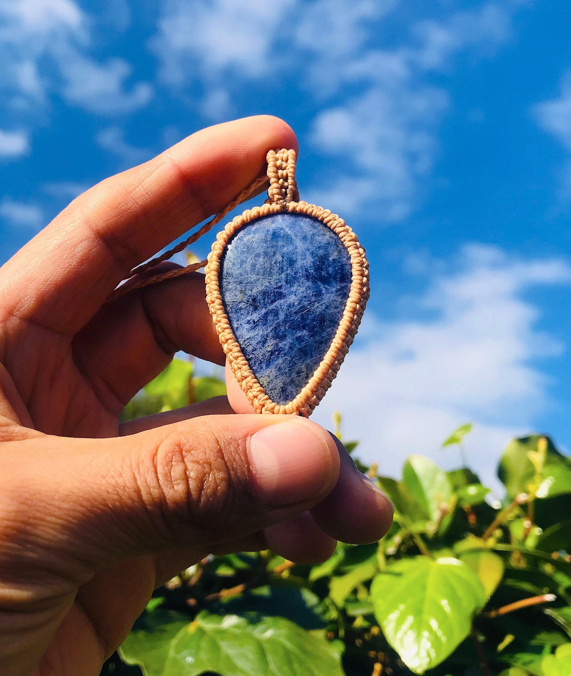 Sodalite Blu Sky Pendent,macrame Sodalite,healing Crystals,boho Gift With Stone,sodalite Jewelry