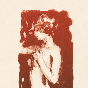 HUIB LUNS 'Staande naakte vrouw'. Originale al Rijksmuseum. Ristampa su carta straccio di cotone pesante fatta a mano A3 16,5x11,7 pollici.