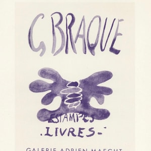 1959 Georges Braque Lithograph &quot;Estampes Livres&quot;. Sheet size c. 12x9 ins. Mourlot Freres Studio