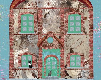 SIGNED Print &#39;Shell House&#39;, high quality, gift, present, collage print, folk art, original gift, A4