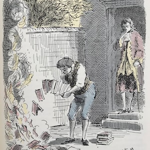 1956 EDWARD ARDIZZONE HANDCOLOURED Illustration For &#39;Henry Esmond&#39; Limited Editions Club (1500 Copies) Book Burning Sheet Size c.9.75x6.5ins