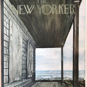 1955 ROGER DUVOISIN LITHOGRAPH For The New Yorker. Beach House Ocean Sea Sheet Size c.12x9ins. Mid Century Modern Decor Wall Art