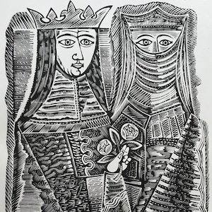 1961 CECIL KEELING ENGRAVING 'King and Queen' Sheet Size 12x9.5ins..