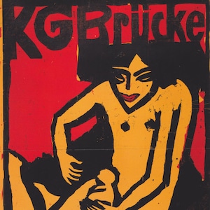 Ernst Ludwig Kirchner KG Brucke Ausstellungsplakat der Galerie Arnold a Dresda Stampa di xilografia stampata su carta di cotone 100% fatta a mano A4