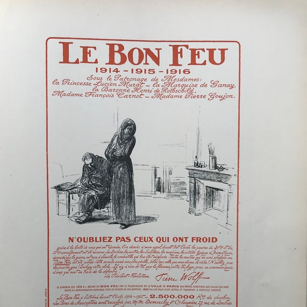 1924 Jean-Louis Forain LITHOGRAPH E.McKnight Kauffer The Art of the Poster (1st Edition) Le Bon Feu French Charity WWI Sheet c.12.5x9ins.