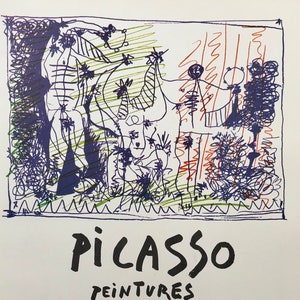 1957 PABLO PICASSO LITHOGRAPH Exhibition Poster Print Fêtes Galantes Sheet Size c.14x10ins..