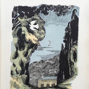 1931 John Nash Colour Lithograph &#39;The Bird of Travel&#39; Walter de la Mare C.8.5x6ins.