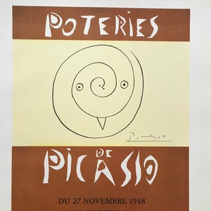 1957 PABLO PICASSO LITHOGRAPH Exhibition Poster Print Poteries Sheet Size c.14x10ins..
