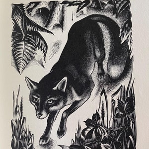 1936 AGNES MILLER PARKER &#39;Fox&#39; Holzschnitt Gedruckt bei Camelot Press C.30x19,5 cm.