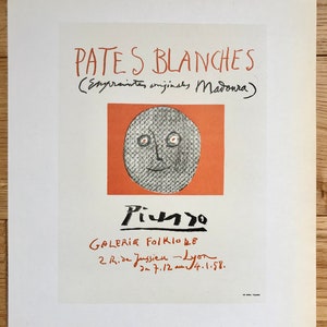 1959 PICASSO Lithograph "Pâtes Blanches" Exhibition (1957). Sheet size c. 12x9 ins. Mourlot Freres Studio