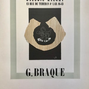 1959 Georges Braque Lithograph Maeght Gallery, Paris (1946). Sheet size c. 12x9 ins. Mourlot Freres Studio