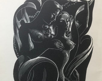 1937 Wood Engraving Dorothea Braby from 'Mr Chambers and Persephone' GOLDEN COCKEREL PRESS Sheet Size c.8x6ins..