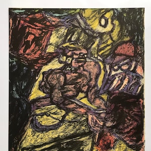 1944 GERALD WILDE LITHOGRAPH Vibrant Abstract for T.S.Eliot Poem Taught By Henry Moore & Graham Sutherland C.10x7ins..