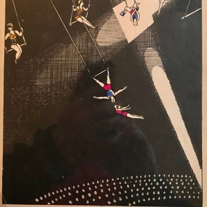 1934 EILEEN MAYO CIRCUS Illustration Trapeze Artist High Wire Big Top C.10x7.5 ins..