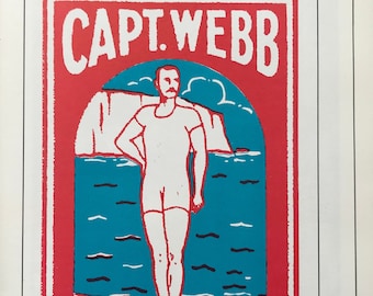 1963 SIR PETER BLAKE for Ruari McLean's Motif. Pop Art. Captain Webb Matchbox Design Sheet Size 12x9.5ins.