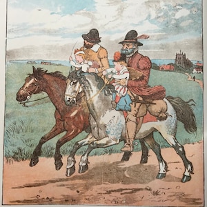 RALPH CALDECOTT GRAVURE Gekleurde houtgravure uit het originele blok &#39;Babes in the Wood&#39;, ca. 7,75 x 6,5 inch