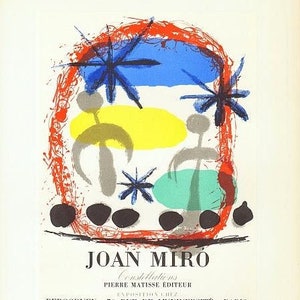 1959 JOAN MIRO Lithograph Galerie Mterasso Exhibition Poster (1957). Sheet size c. 12x9 ins. Mourlot Freres Studio
