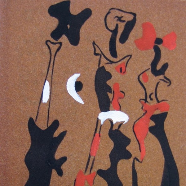 1937 Joan Miro/John Piper 'Pochoir' Painting on Glass Paper from Oliver Simon's 'Signature' No. 7 Ltd Edition Curwen Press C.9.75x6.5