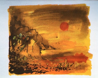 1946 John Piper Colour Lithograph NIGHT SKY The Bayard Press /'The Traveller/' C.8x6ins.