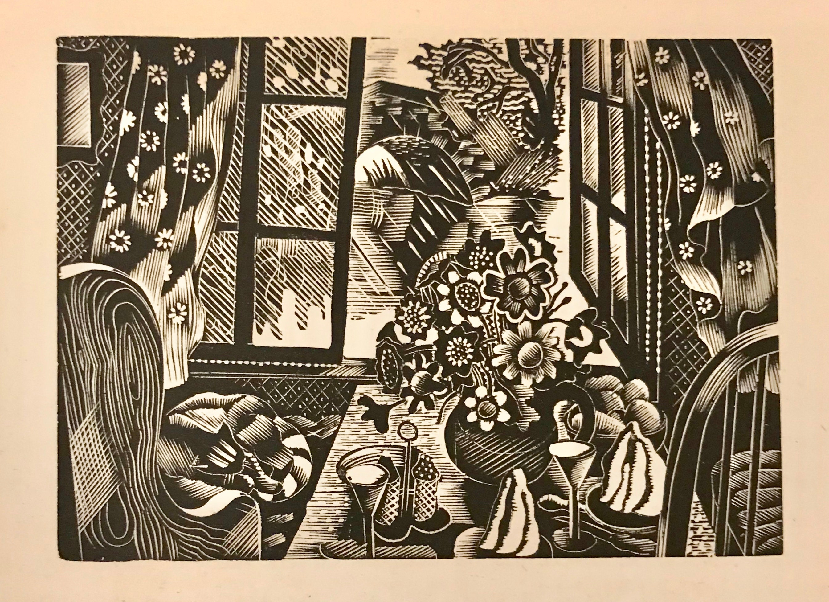 茶*様 50s ビンテージ額装ウォール街NY手書きアート 鉛筆画 作家物ブロカン 1949年 ジョン・オコナー作 木版画 表紙絵 『Together and Alone