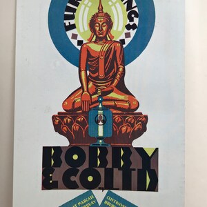 1933 GREGORY BROWN Cartel publicitario de las sucursales de Bobby & Co. Hoja de moda Art Decó con placa inclinada, c.8X6 pulgadas.