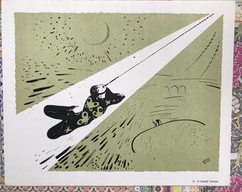 1944 SERGE CIRCUS LITHOGRAFIE 'Panorama du Cirque' Beperkte oplage Circusartiesten, circuspiste, clown, acrobaat, ca. 11,75 x 9,5 inch. Muurdecoratie