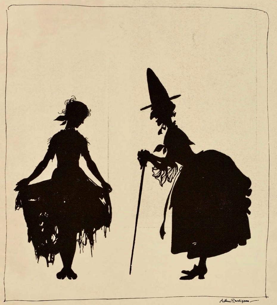 ARTHUR RACKHAM 'CINDERELLA'. Silhouette Print on Handmade Deckle Edge 150gsm Paper. A4