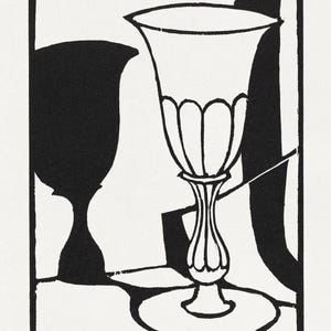 ROGER FRY 'The Cup' Stampa di xilografia. Bloomsbury Group/Omega Workshops. Stampata su carta a mano con bordo frastagliato da 150 g/m² c10X8 pollici (c.A4)