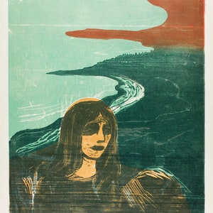 EDVARD MUNCH 'Testa di donna contro la riva'. Originale presso l'Art Institute of Chicago. Stampato su carta professionale da 180 gsm. C.10x8ins