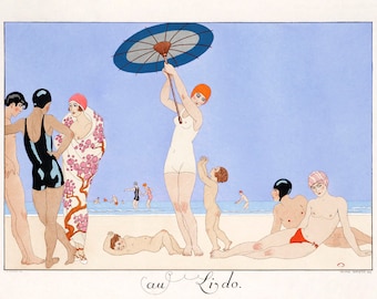 GEORGE BARBIER FASHION Au Lido Plate no.14 (1920). Print. Original in The Beinecke Library. Printed on 180gsm professional paper. C.10x8ins.