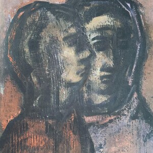 1947 MARY KESSELL LITOGRAFIA su carta opaca 'Il bambino Gesù e Maria' Lund Humphries C. 11,5x9 pollici