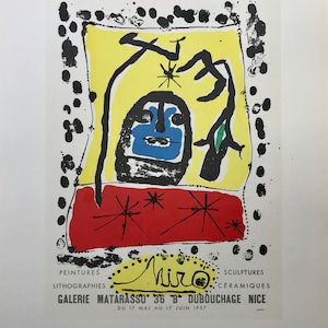 1959 JOAN MIRÓ LITHOGRAPH Matarasso Gallery Exhibition Nice (1957) Sheet Size c. 12x9 ins. Mourlot Freres Studio