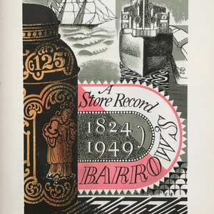 1951 LITHOGRAPHIE D'EDWARD BAWDEN « Barrow's-A Store Record » Couverture artistique Curwen Press imprimée sur Arnold White Wove Birmingham dimension 11, x 8 pouces.