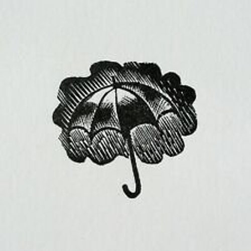 Eric Ravilious (1903-1942) Gravure sur bois originale parapluie imprimé à partir de 1932 Block Mid Century Modern Decor Wall Art