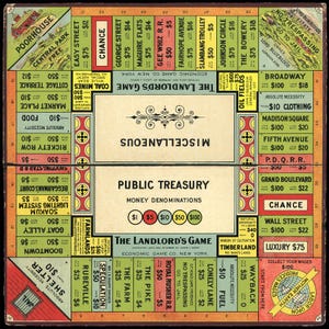 MONOPOLY-EL JUEGO DEL TERRENADOR (1906) Póster tamaño A3. Tamaño de hoja: 16,5 x 11,7 pulgadas aproximadamente.