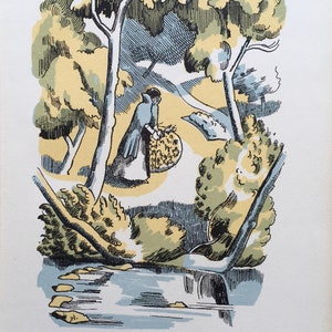 1931 John Nash Colour Lithograph for Walter de la Mare Book 8.5x6ins.
