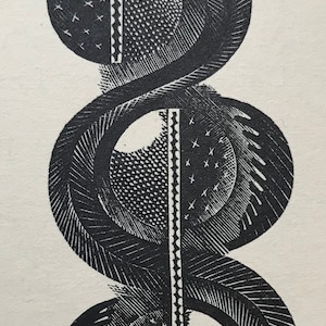 1935 ERIC RAVILIOUS Wood Engraving Curwen Press Signature First Issue Sheet Design for Watercolour Catalogue Image c.4x2.5ins..