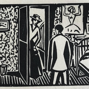 1920 FRANS MASEREEL (1889-1972) Drzeworyt do „Bubu vom Montparnasse” wydany przez Kurta Wolffa. ok. 3x2,25 cala