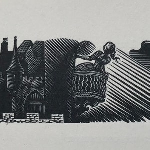 1936 Valentin Le Campion Original Limited Edition Woodcut Printed on Vélin Audessat. 'Romance de la Dame Interdite'.