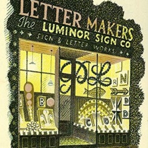 ERIC RAVILIOUS 'Creadores de letras' Impresión 9x5.5 pulgadas JM Richards
