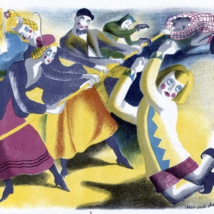 1945 SHEILA JACKSON LITHOGRAPH Peter and the Wolf 'Ballet in England' Curwen Press for Transatlantic Arts Sheet Size 10x8ins..
