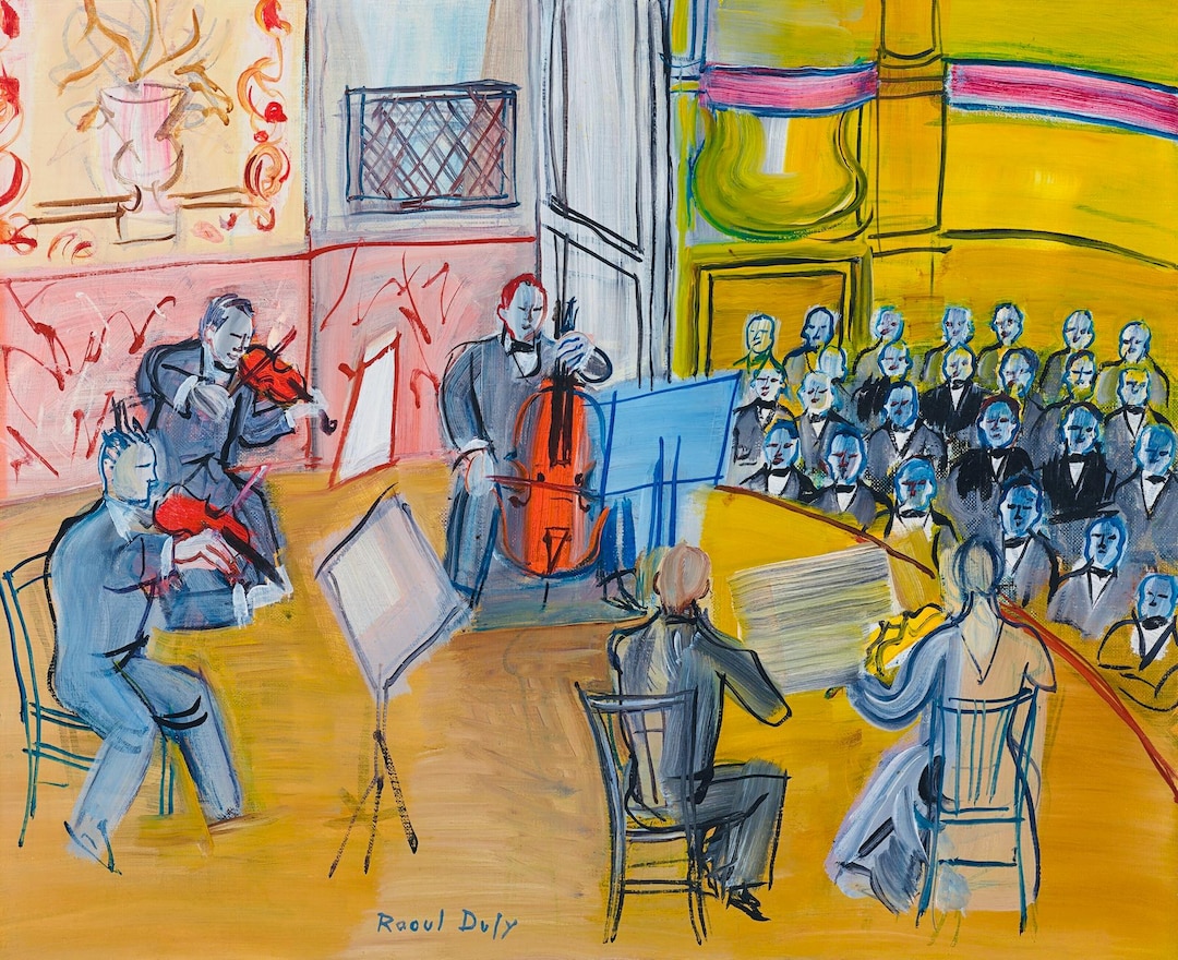 デュフィ　Raoul Dufy 「Le quintette」額付き RAOUL DUFY. Le Quintette (1948). String Quartet. Music. Printed on