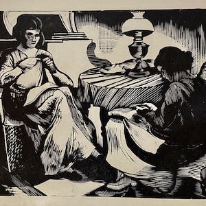 1946 JOHN NASH &#39;Quiet Evening&#39; Print of Woodcut. C.6x5ins..