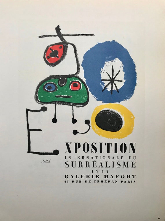 1959年 ジョアン・ミロ リトグラフ シュルレアリスム展 パリ (1947年